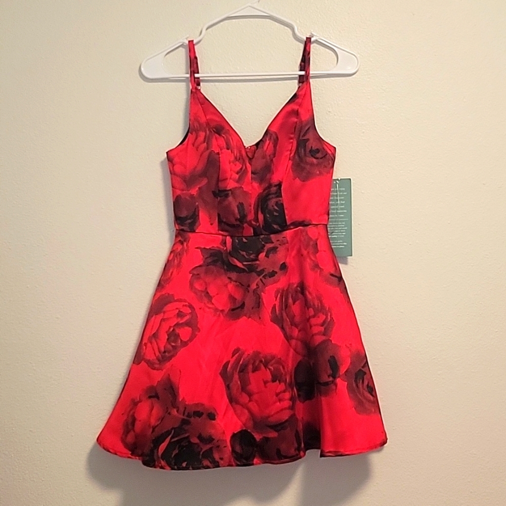 Speechless Vibrant Rose Red Formal Mini Dress